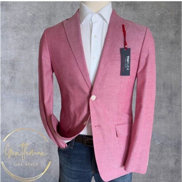 TOMMY HILFIGER Mens Blazer Sport Coat Jacket 38R Pink Cotton Two Button NEW - Picture 5 of 5